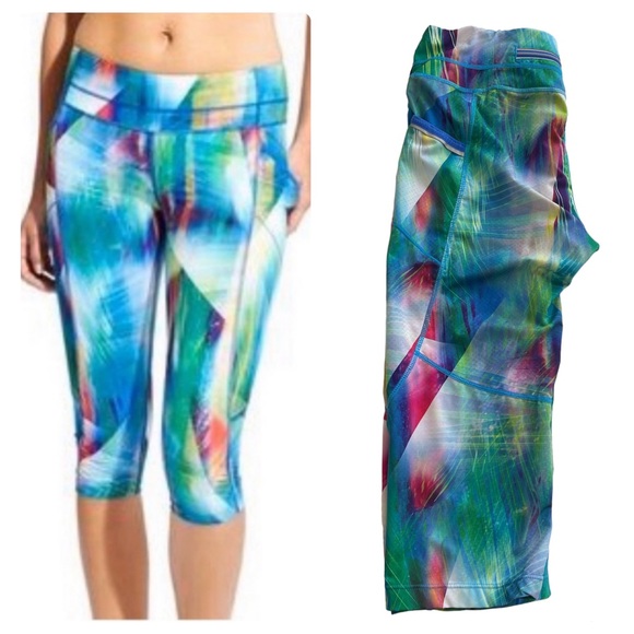 Athleta Pants - ATHLETA Prism / Rainbow / Multicolor Capri Legging Shorts, Medium